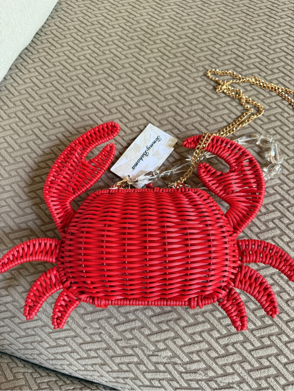 Tommy Bahama Red Crab Wicker Wristlet Bag NWT - Picture 4 of 5